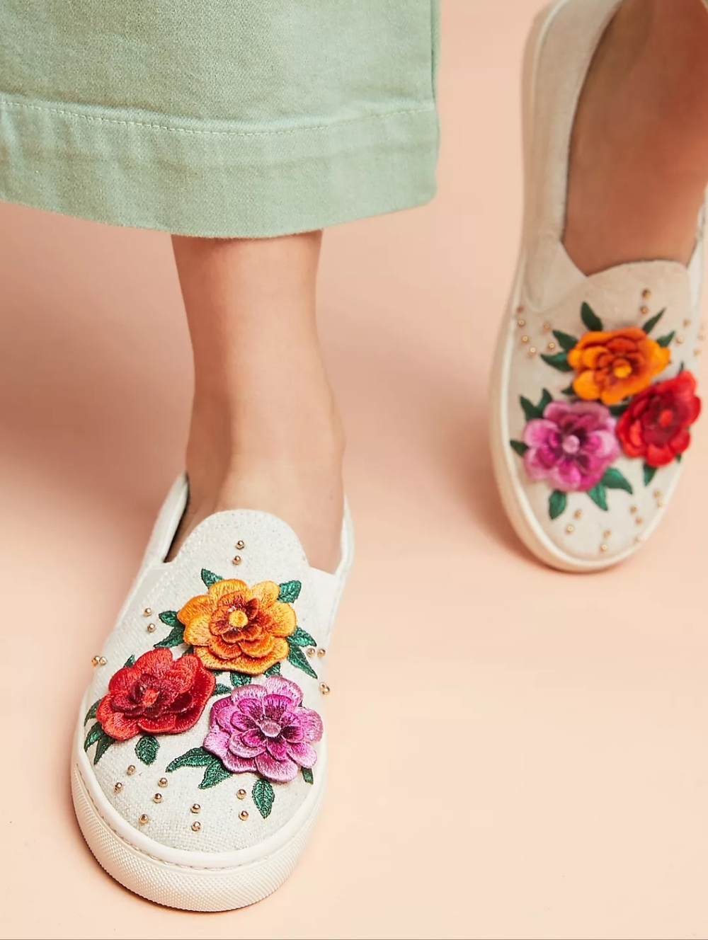 Soludos x Anthropologie Bahia Floral Slip-on Sneakers Sz 7.5